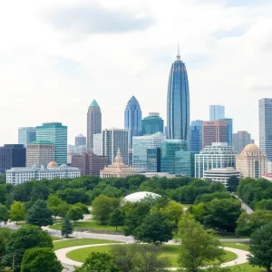 A beautiful skyline of Atlanta showcasing modern architecture and green spaces.