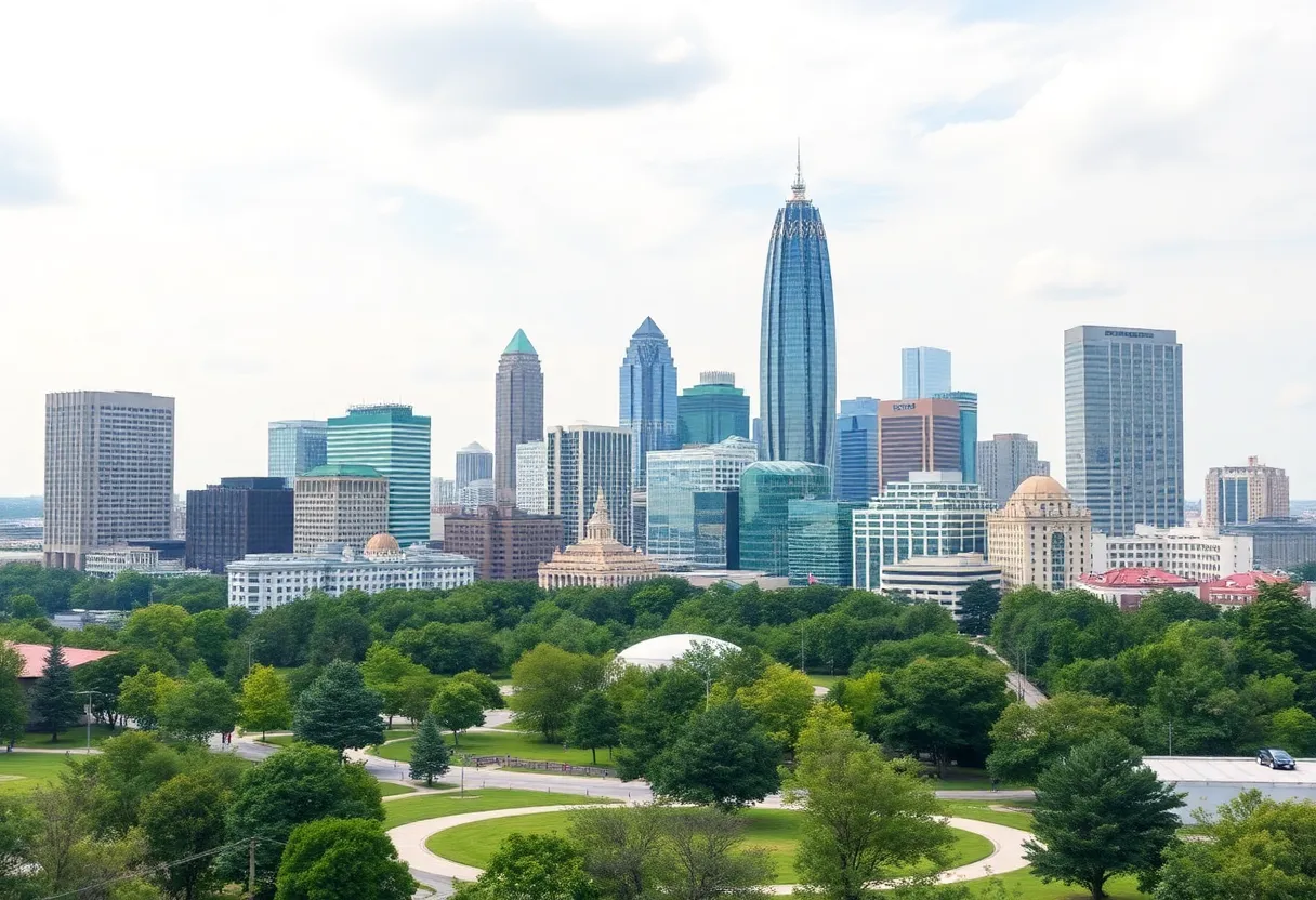 A beautiful skyline of Atlanta showcasing modern architecture and green spaces.