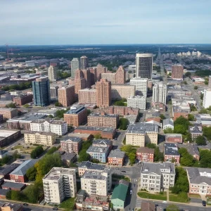 View of Baltimore construction sites with unfinished buildings