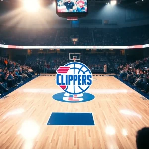 Clippers basketball fans cheering on the court