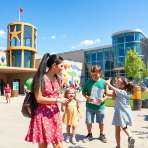 A family exploring interactive exhibits at the Children's Museum in Indianapolis.