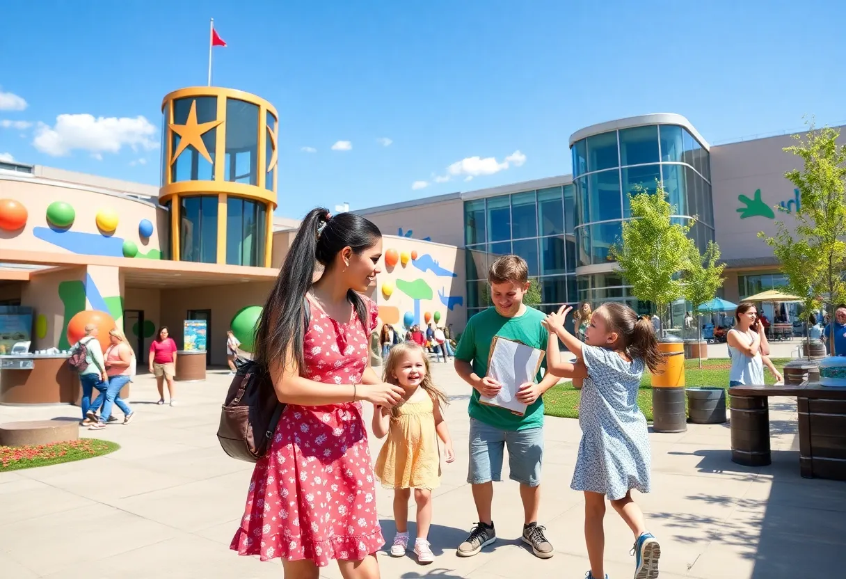 A family exploring interactive exhibits at the Children's Museum in Indianapolis.