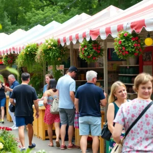Visitors enjoying a garden market event in Indianapolis