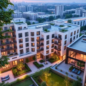 Modern luxury apartment buildings in Jersey City