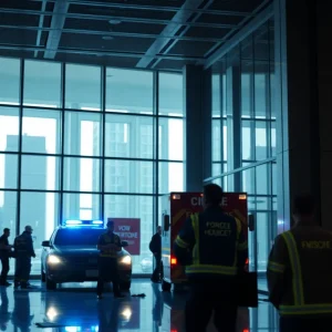 Emergency responders at the scene of a shooting in Manhattan