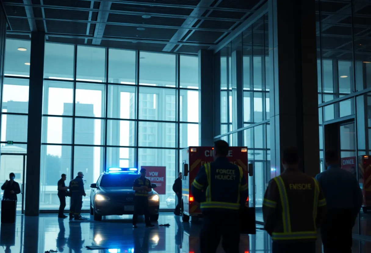 Emergency responders at the scene of a shooting in Manhattan