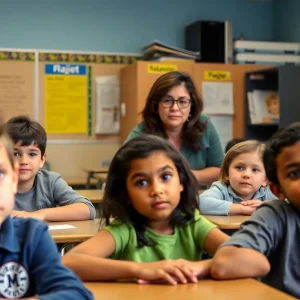 Students and teacher in a Michigan classroom facing budget uncertainty