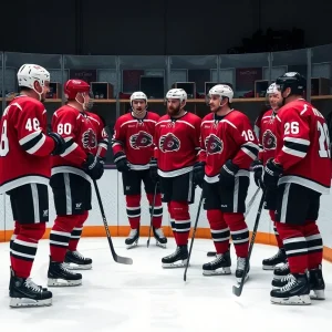 New Jersey Devils discussing roster changes in the locker room