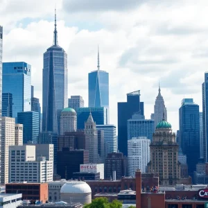 New York City skyline with business engagement activities