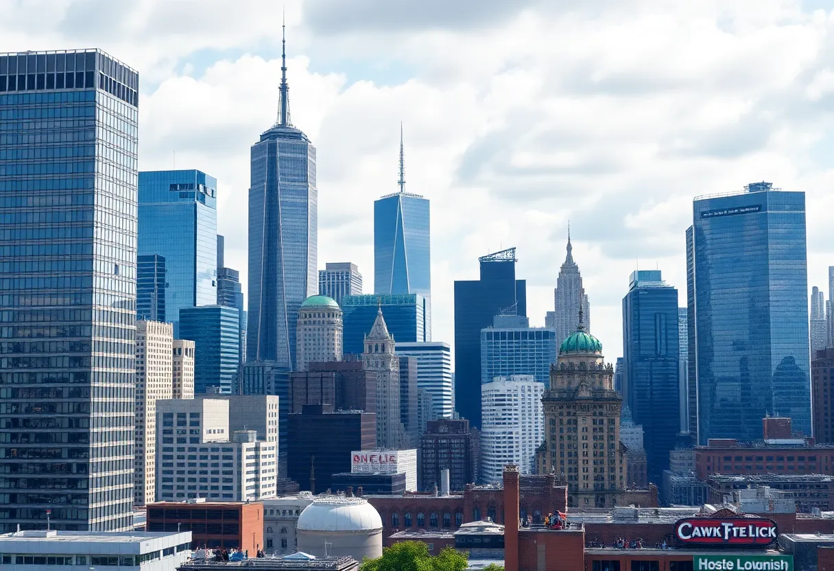 New York City skyline with business engagement activities