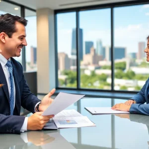 A real estate agent explaining terminology to buyers