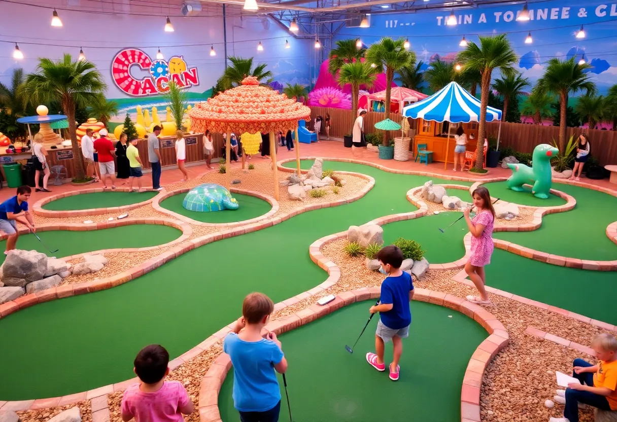 Themed holes at Starlux Mini Golf in Wildwood, New Jersey