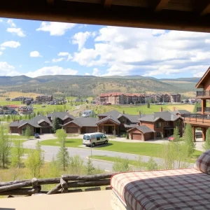 Scenic view of Steamboat Springs with luxury homes and mountains