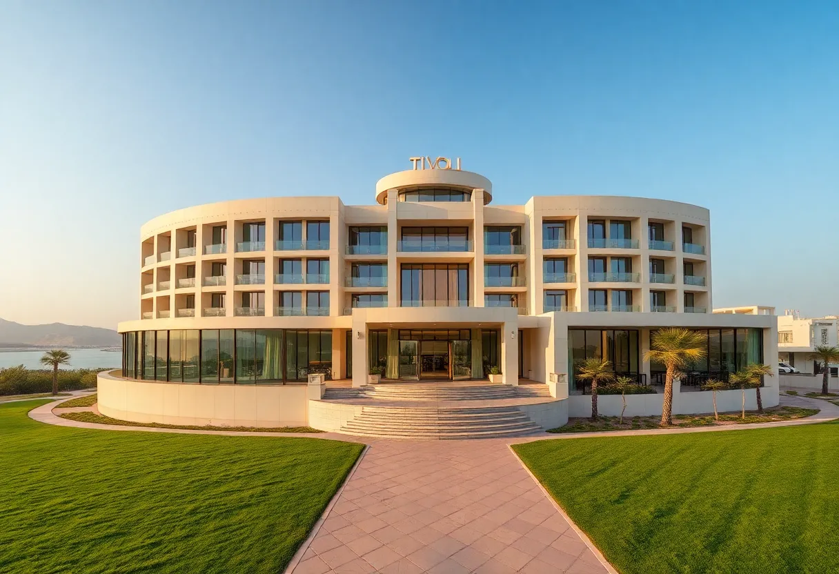 Exterior view of Tivoli La Vie Muscat Hotel showcasing modern architecture