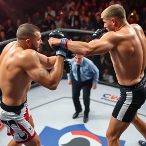UFC 319 fighters battling in the octagon