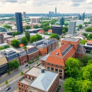 Skyline of Utrecht and Eindhoven highlighting technology and innovation.