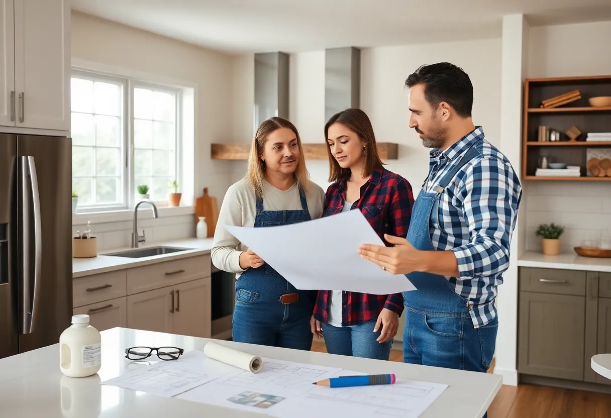 Consultation between a homeowner and contractor for home renovation