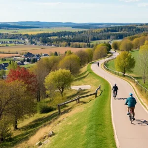 New section of the B&O Trail with people biking and walking