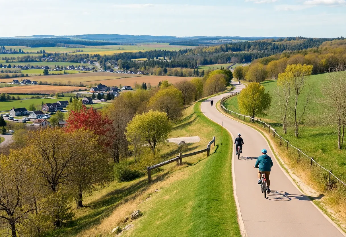 New section of the B&O Trail with people biking and walking