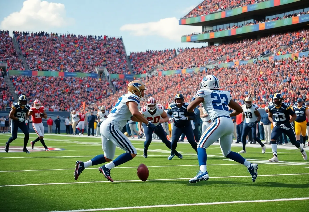 Denver Broncos facing off against Indianapolis Colts in an NFL game.