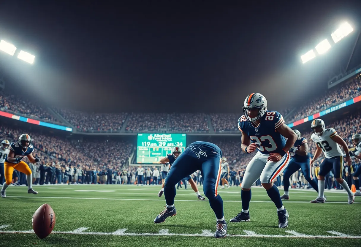 Denver Broncos player tackling Indianapolis Colts player during a game.