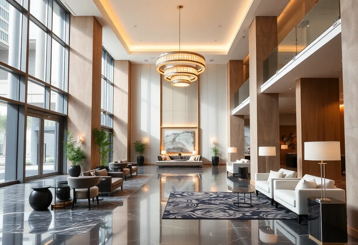 Stylish hotel lobby representing modern hospitality