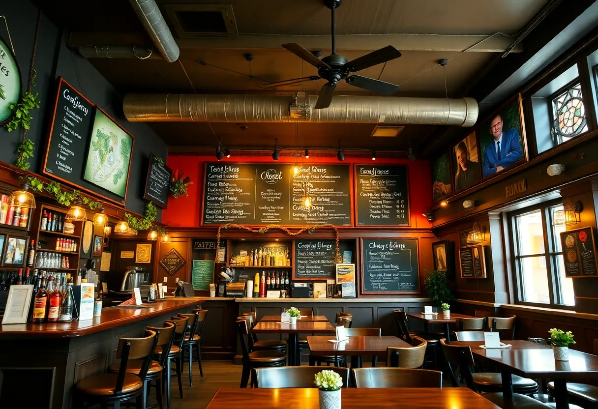 Interior of By Golly's Bar & Grill showing dining area and bar