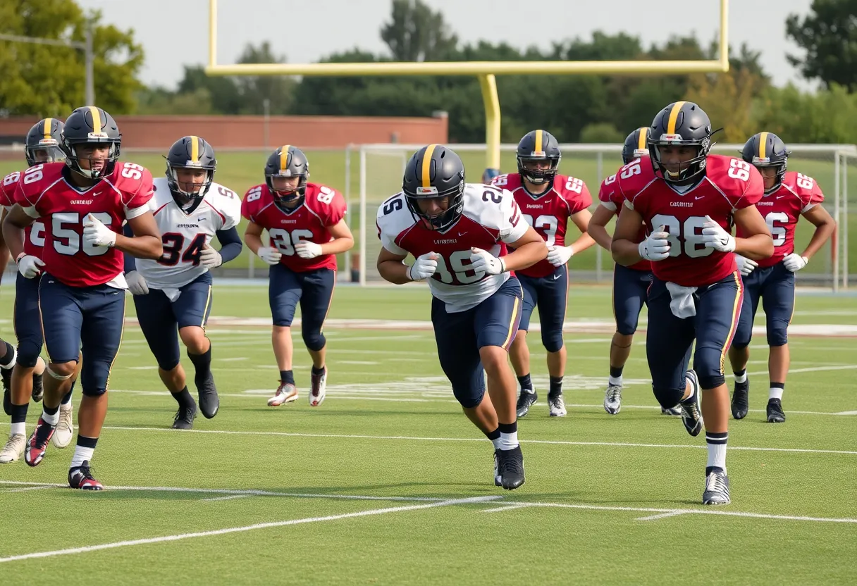 Indianapolis Colts football team practicing on the field