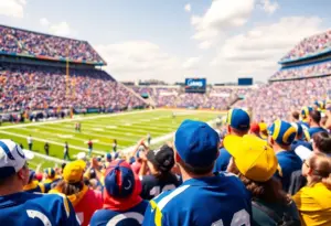 Colts and Rams football teams in action at SoFi Stadium