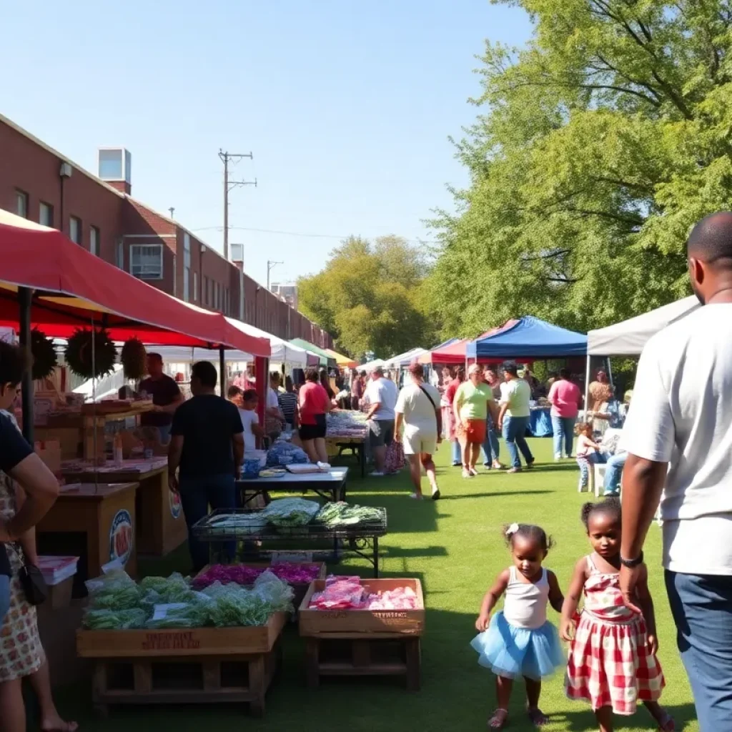 A community market showcasing local vendors and families in Martindale Brightwood.