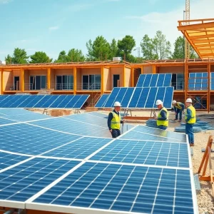 Innovative construction site with renewable energy projects