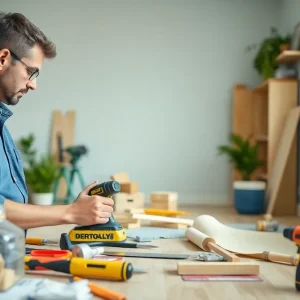 Person working on home improvement with tools