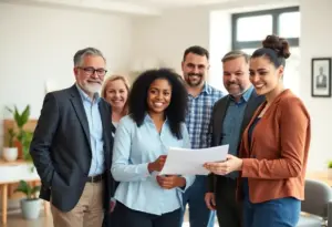 Real estate professionals assisting a first-time buyer in Indianapolis