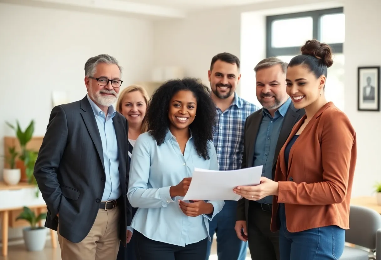 Real estate professionals assisting a first-time buyer in Indianapolis