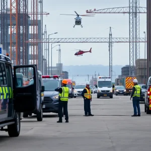 Law enforcement operation at the Hyundai construction site