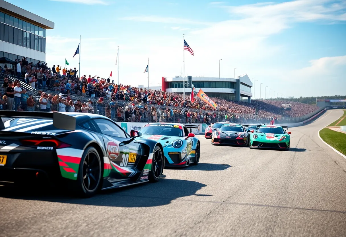 Cars racing at IMSA WeatherTech Championship in Indianapolis