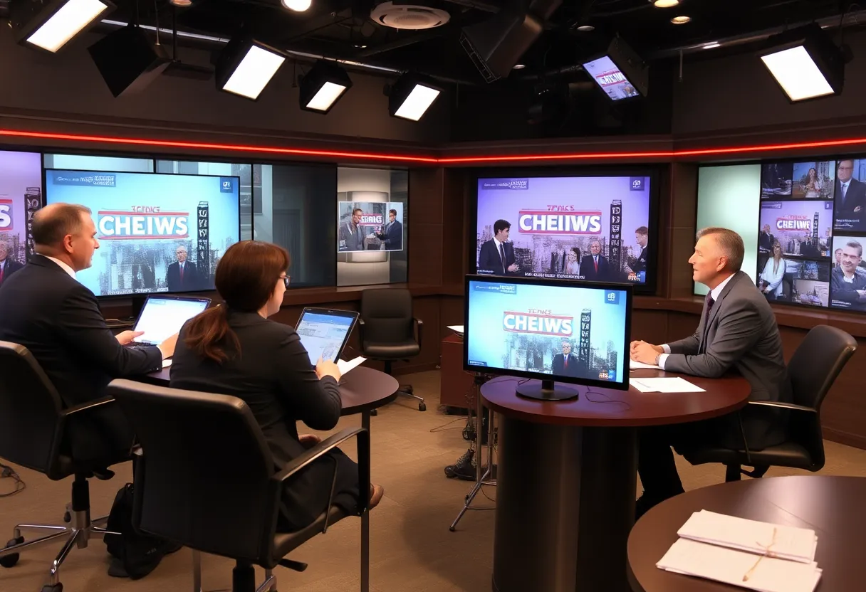 Inside INdiana Business newsroom with journalists