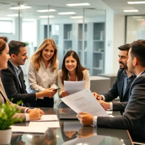 Professionals collaborating on Indiana economic development plans