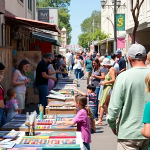 Festival celebrating Indianapolis artists with various art displays and local performances.