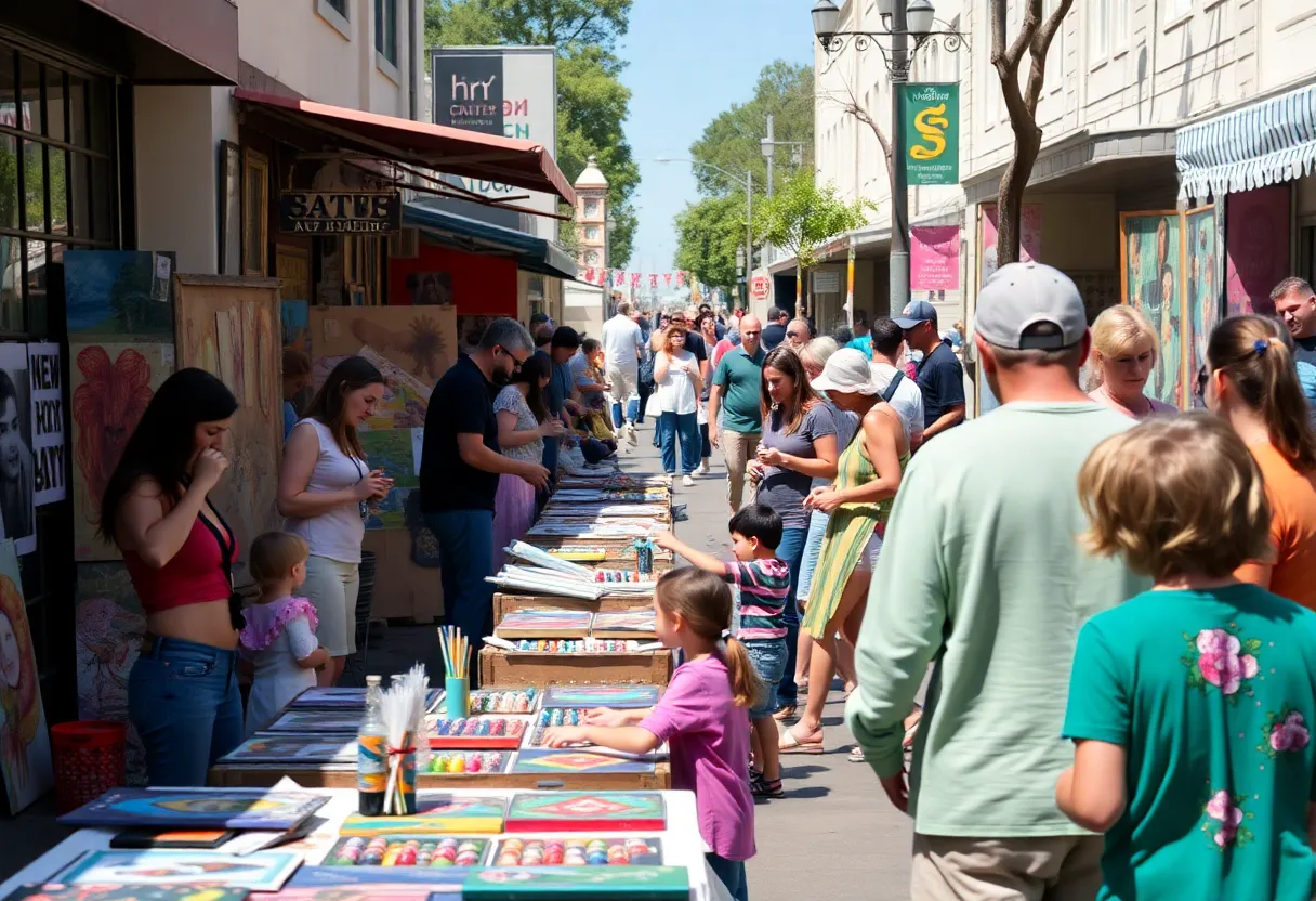 Festival celebrating Indianapolis artists with various art displays and local performances.