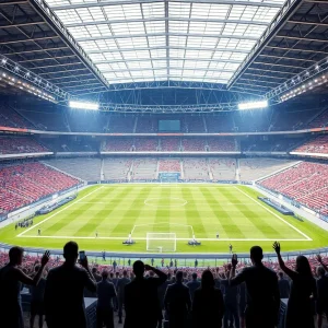 Stylized illustration of a football stadium symbolizing new era and leadership