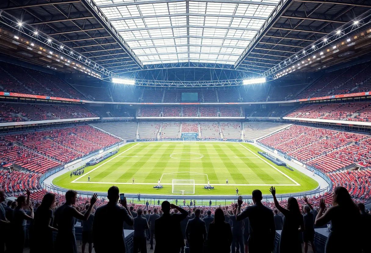 Stylized illustration of a football stadium symbolizing new era and leadership