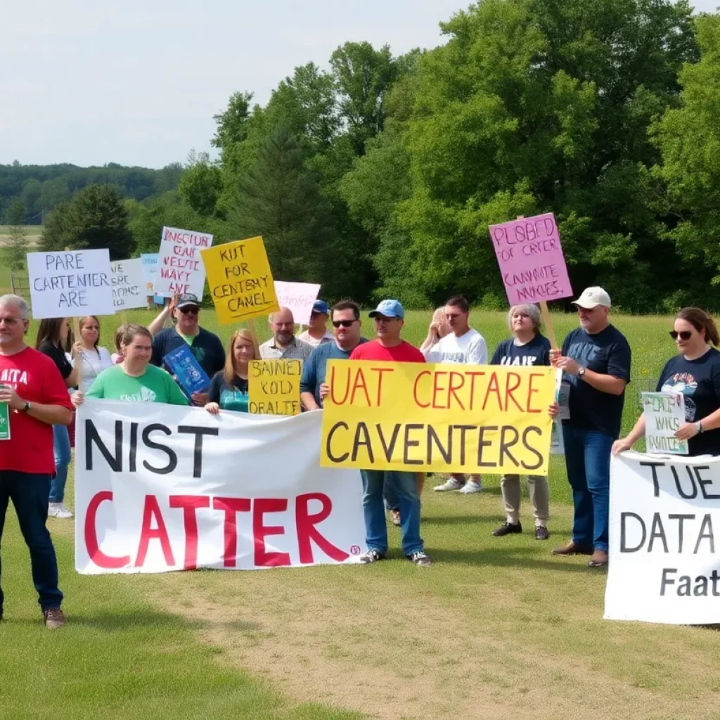 Residents protesting against data centers in Indianapolis