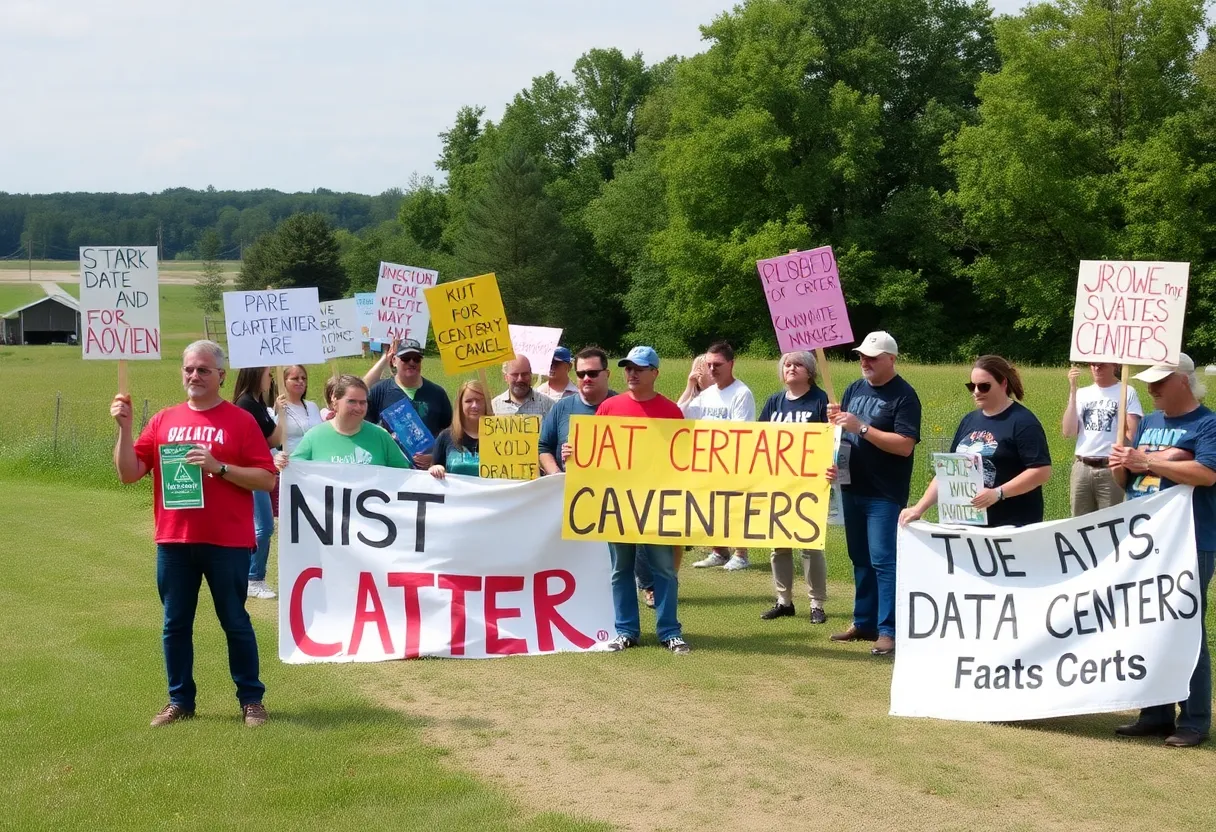 Residents protesting against data centers in Indianapolis
