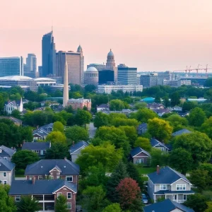 Cityscape of Indianapolis with residential neighborhoods