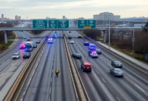 Emergency responders at a crash scene on Indianapolis highway