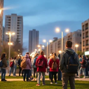 Teenagers at night in an Indianapolis neighborhood, representing youth curfew enforcement efforts.
