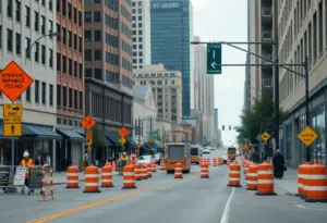 Construction work on IndyGo Blue Line in Indianapolis