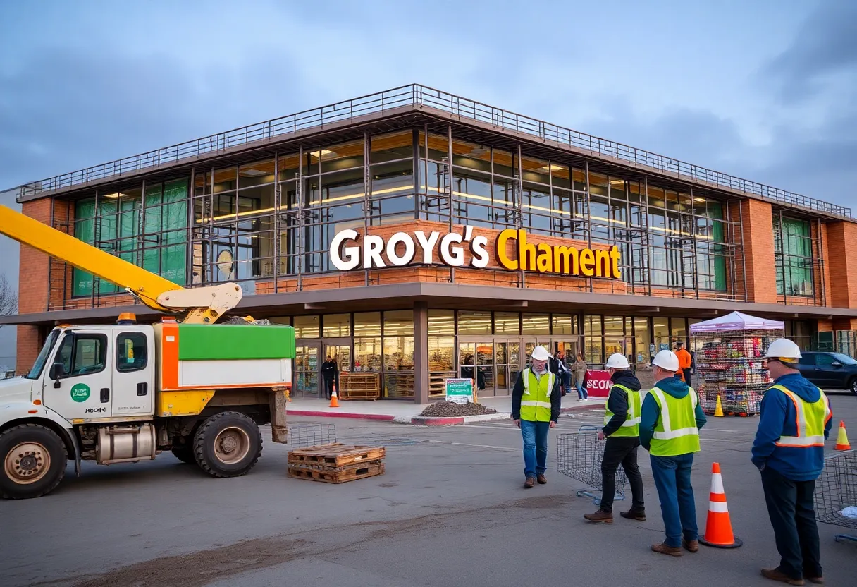 Construction of Jewel-Osco grocery store in St. John
