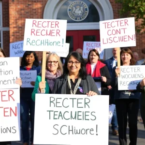 Teachers picketing outside of La Center schools for better working conditions